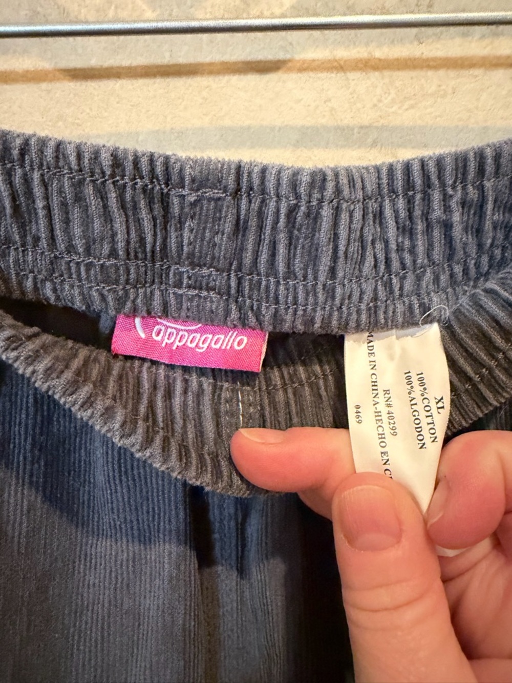Pappagallo Wide-Leg gray Pull-On Pants xl corduroy - Picture 3 of 5